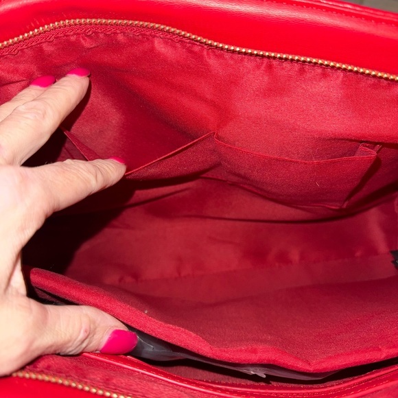 Badgley Mischka Red Quilted Shoulder Bag with Gold Hardware - Picture 5 of 9